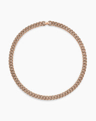 Curb Chain Necklace in 18K Rose Gold with Cognac Diamonds, 11.5mm