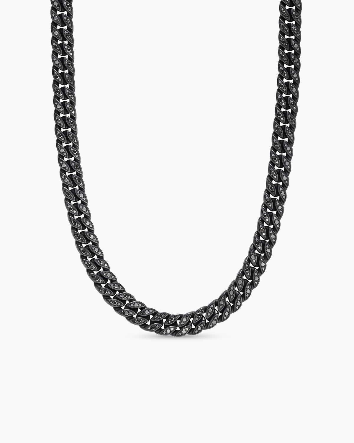 Curb Chain Necklace in Black Titanium with Black Diamonds, 11.5mm