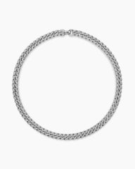 Curb Chain Necklace in Platinum with Diamonds, 11.5mm