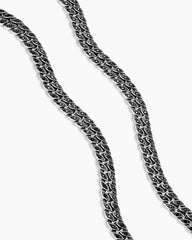 Curb Chain Necklace in Sterling Silver with Black Diamonds, 11.5mm