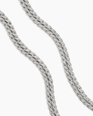 Curb Chain Necklace in Sterling Silver with Diamonds, 11.5mm