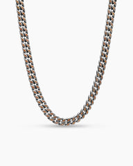 Curb Chain Necklace in Sterling Silver with Orange Sapphires, 11.5mm