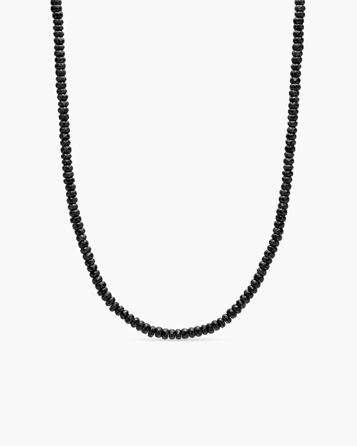 Spiritual Beads Necklace in Sterling Silver with Black Spinel, 5mm