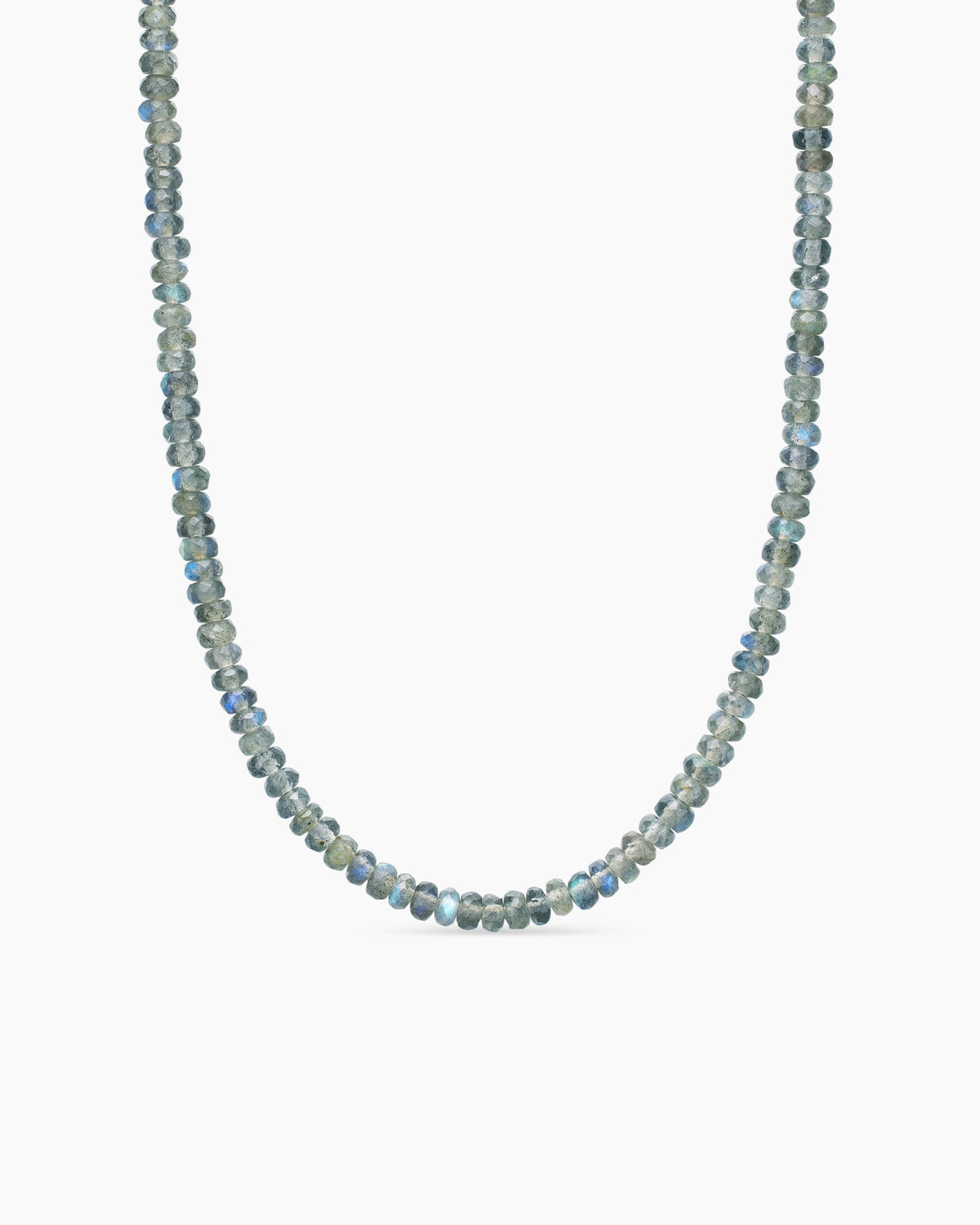 Spiritual Beads Necklace in Sterling Silver with Labradorite, 5mm