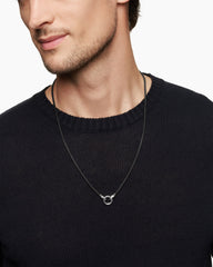 Smooth Amulet Box Chain Necklace in Darkened Stainless Steel, 2.7mm