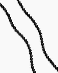 Spiritual Beads Necklace with Black Onyx and Sterling Silver, 4mm