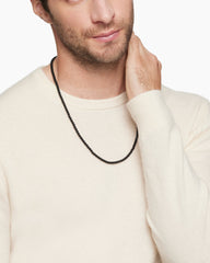 Spiritual Beads Necklace with Black Onyx and Sterling Silver, 4mm