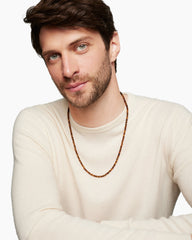 Spiritual Beads Necklace with Tiger’s Eye and Sterling Silver, 4mm