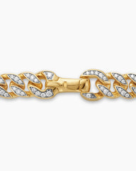 Curb Chain Necklace in 18K Yellow Gold with Diamonds, 8mm