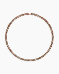 Curb Chain Necklace in 18K Rose Gold with Cognac Diamonds, 8mm