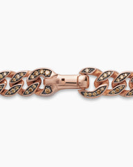 Curb Chain Necklace in 18K Rose Gold with Cognac Diamonds, 8mm