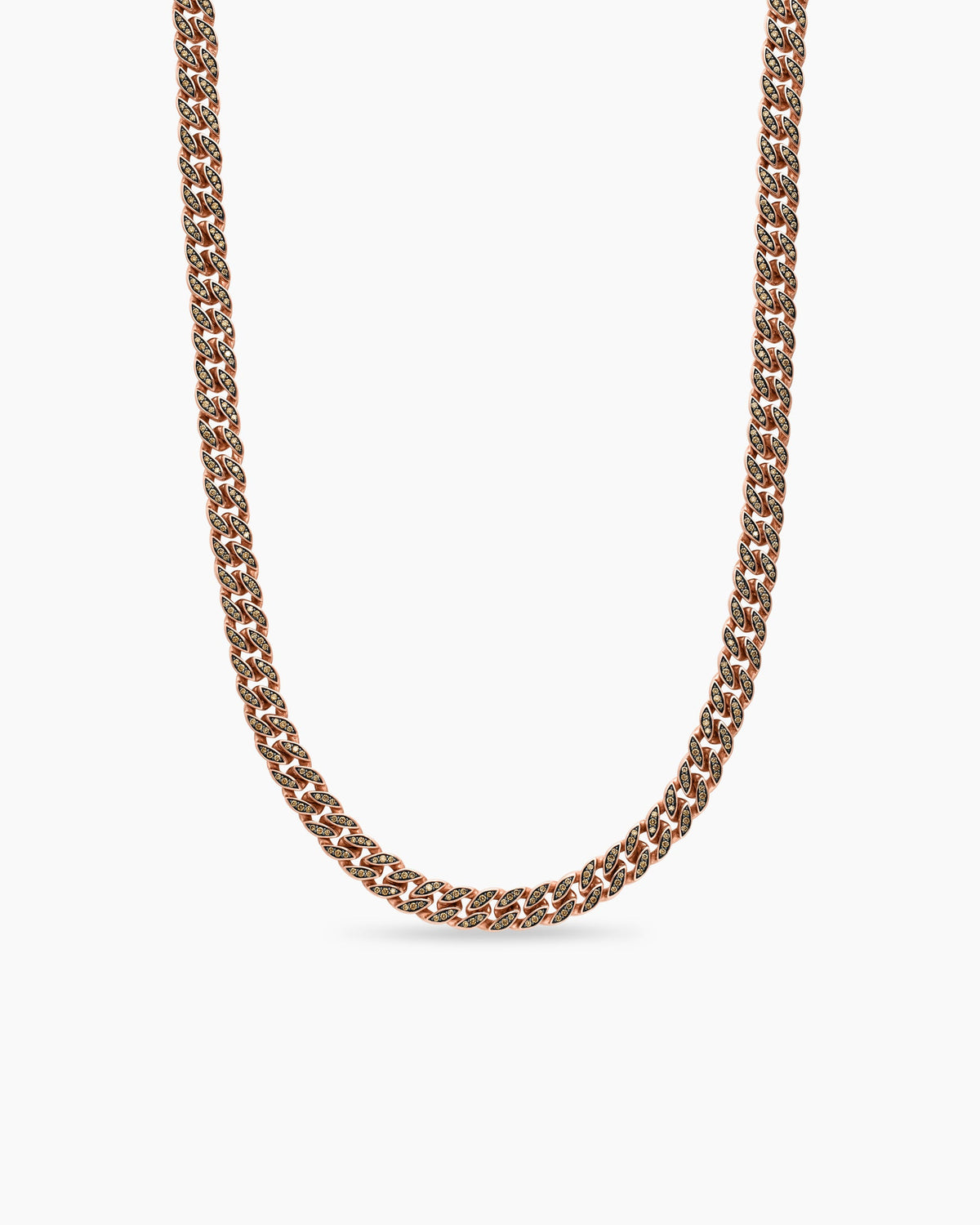 Curb Chain Necklace in 18K Rose Gold with Cognac Diamonds, 8mm