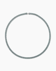 Curb Chain Necklace in 18K White Gold with Paraiba Tourmalines, 8mm