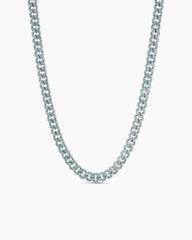 Curb Chain Necklace in 18K White Gold with Paraiba Tourmalines, 8mm