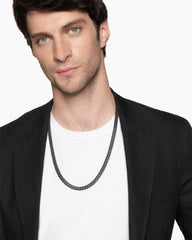 Curb Chain Necklace in Black Titanium with Black Diamonds, 8mm