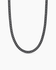 Curb Chain Necklace in Black Titanium with Black Diamonds, 8mm