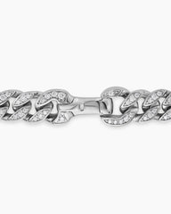 Curb Chain Necklace in Platinum with Diamonds, 8mm
