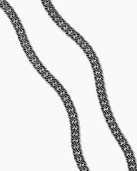 Curb Chain Necklace in Sterling Silver with Black Diamonds, 8mm