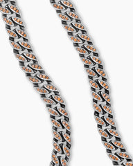 Curb Chain Necklace in Sterling Silver with Orange Sapphires, 8mm