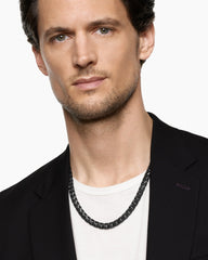 Curb Chain Angular Link Necklace in Black Titanium, 8.7mm