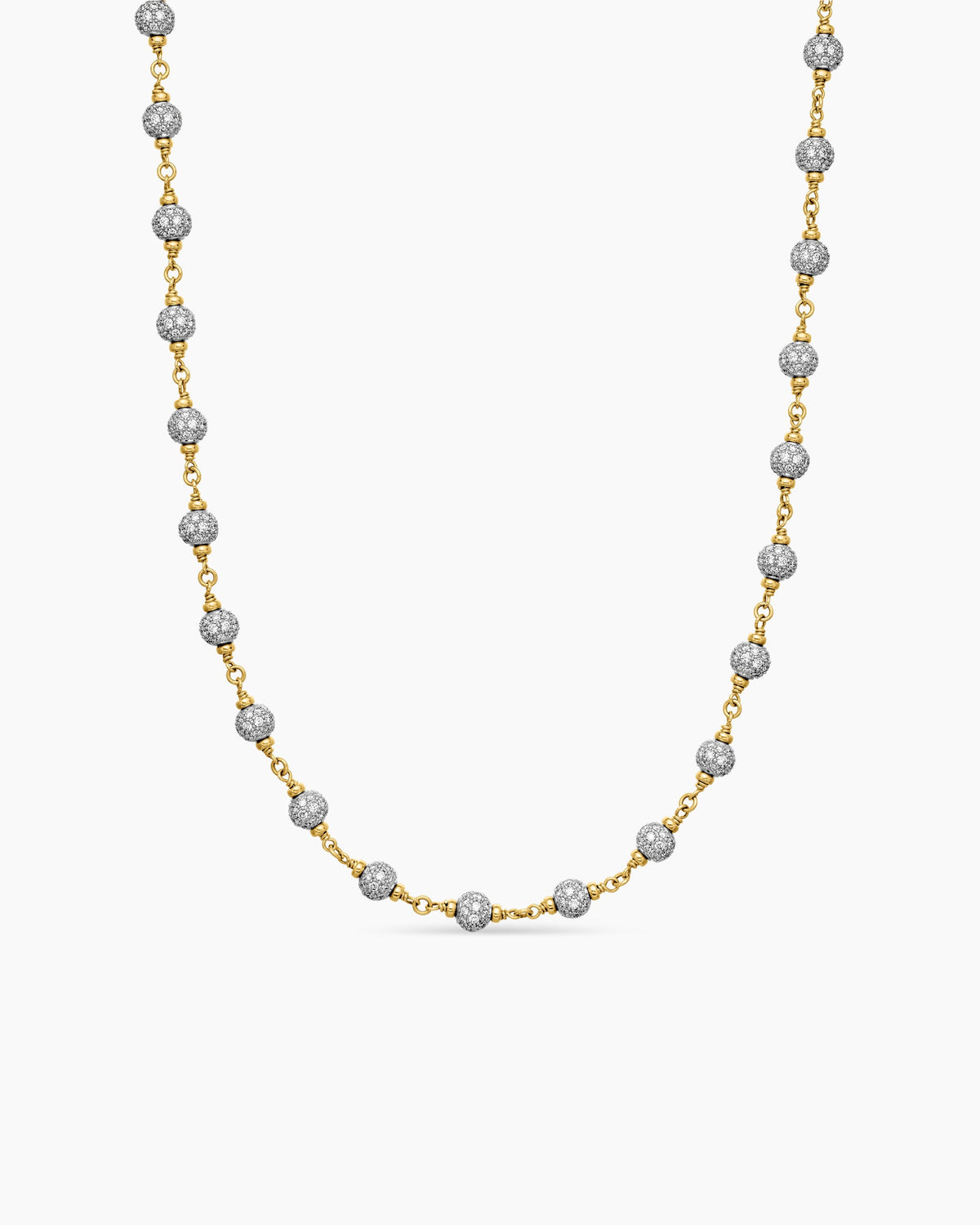 Spiritual Beads Necklace in 18K Yellow Gold with Diamonds, 6mm