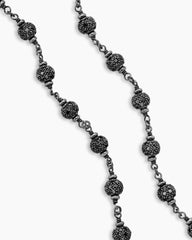Spiritual Beads Necklace in Sterling Silver with Black Diamonds, 6mm