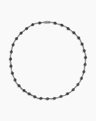 Spiritual Beads Necklace in Sterling Silver with Black Diamonds, 6mm
