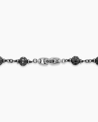 Spiritual Beads Necklace in Sterling Silver with Black Diamonds, 6mm