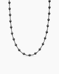 Spiritual Beads Necklace in Sterling Silver with Black Diamonds, 6mm
