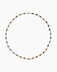 Spiritual Beads Necklace in Sterling Silver with Tiger’s Eye and Cognac Diamonds, 6mm