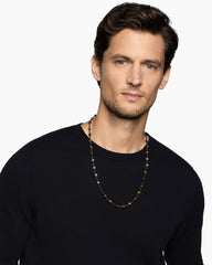 Spiritual Beads Necklace in Sterling Silver with Tiger’s Eye and Cognac Diamonds, 6mm