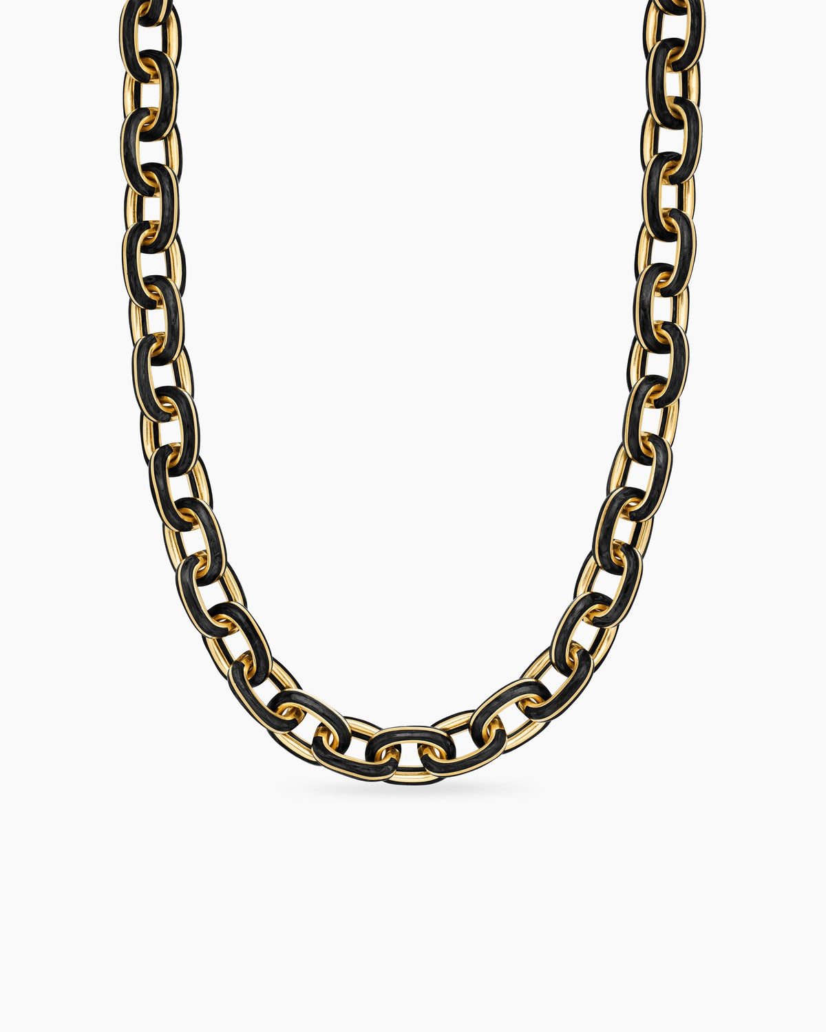 Streamline® Oval Link Necklace in 18K Yellow Gold with Forged Carbon, 10.8mm