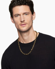 Streamline® Oval Link Necklace in 18K Yellow Gold with Forged Carbon, 8.5mm