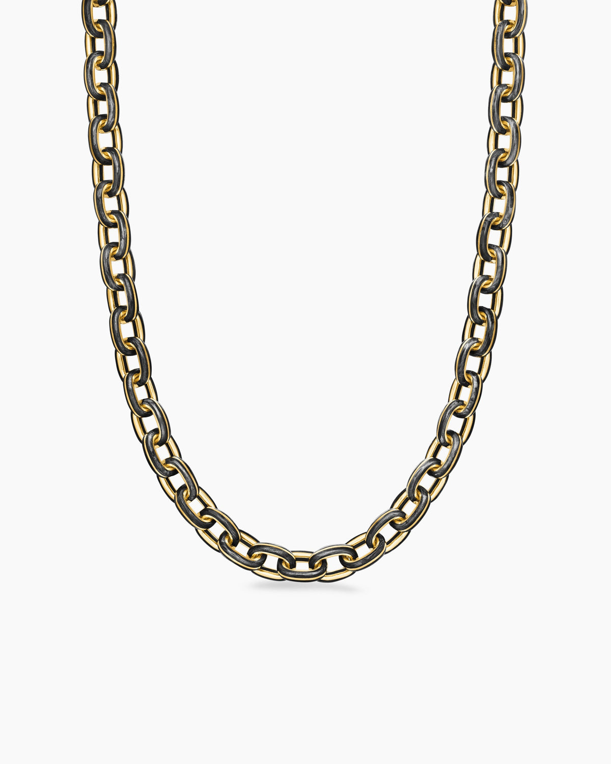 Streamline® Oval Link Necklace in 18K Yellow Gold with Forged Carbon, 8.5mm