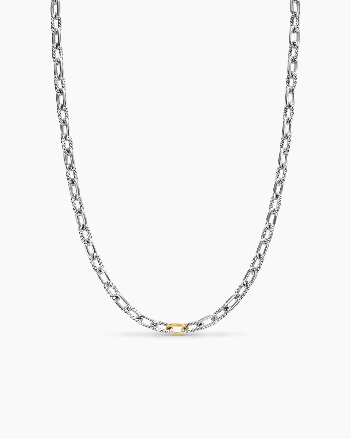 DY Madison® Chain Necklace in Sterling Silver with 18K Yellow Gold, 6mm