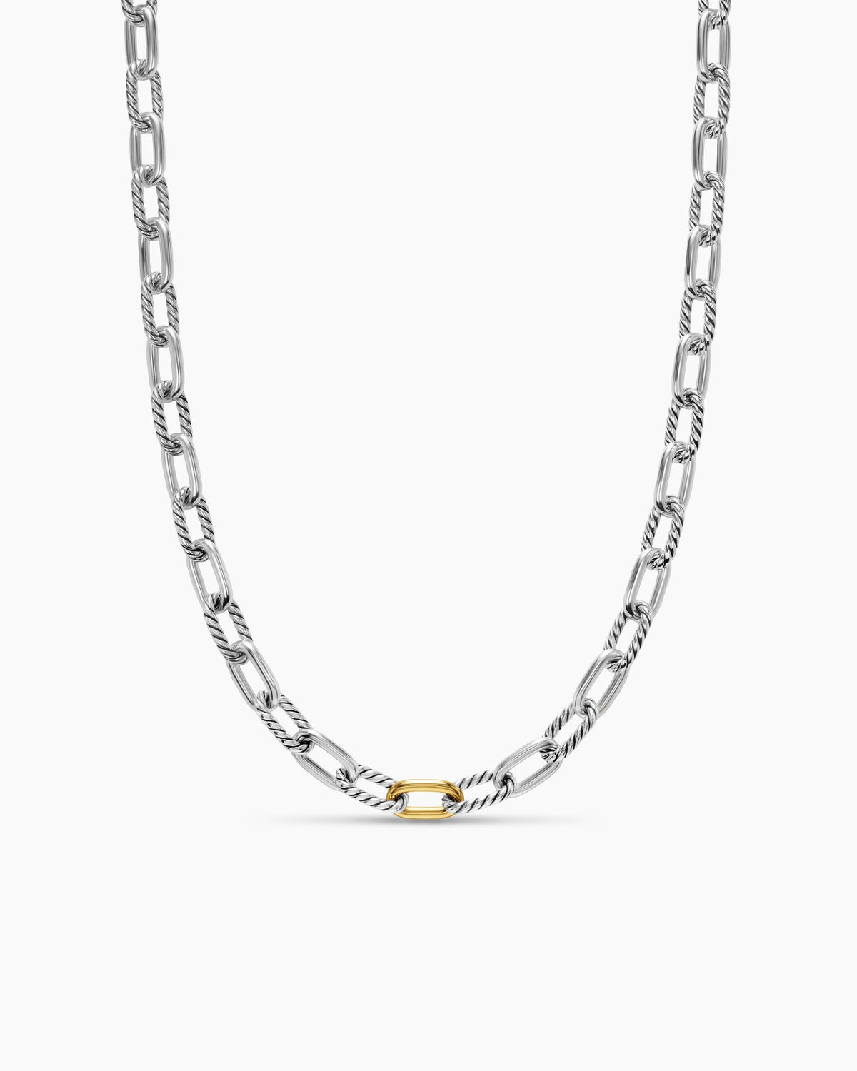 DY Madison® Chain Necklace in Sterling Silver with 18K Yellow Gold, 8.5mm