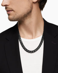 Curb Chain Angular Link Necklace in Black Titanium, 11.5mm