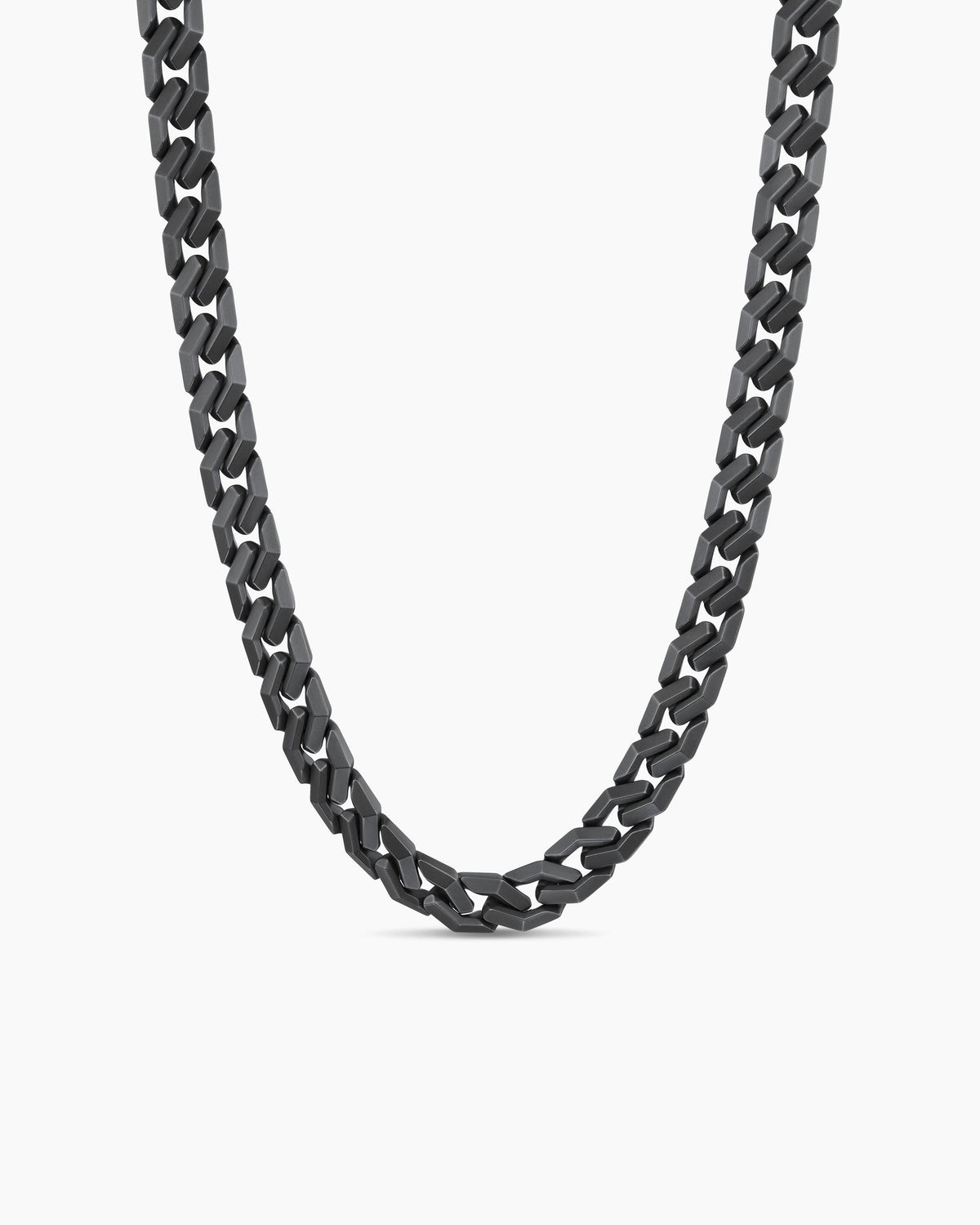 Curb Chain Angular Link Necklace in Black Titanium, 11.5mm