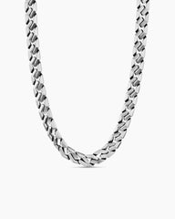 Curb Chain Angular Link Necklace in Sterling Silver, 11.5mm