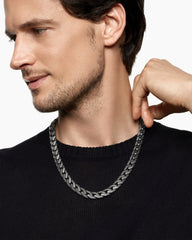 Curb Chain Angular Link Necklace in Titanium, 11.5mm