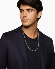 Spiritual Beads Necklace in 18K Yellow Gold with Indicolite and Mandarin Garnet, 4mm