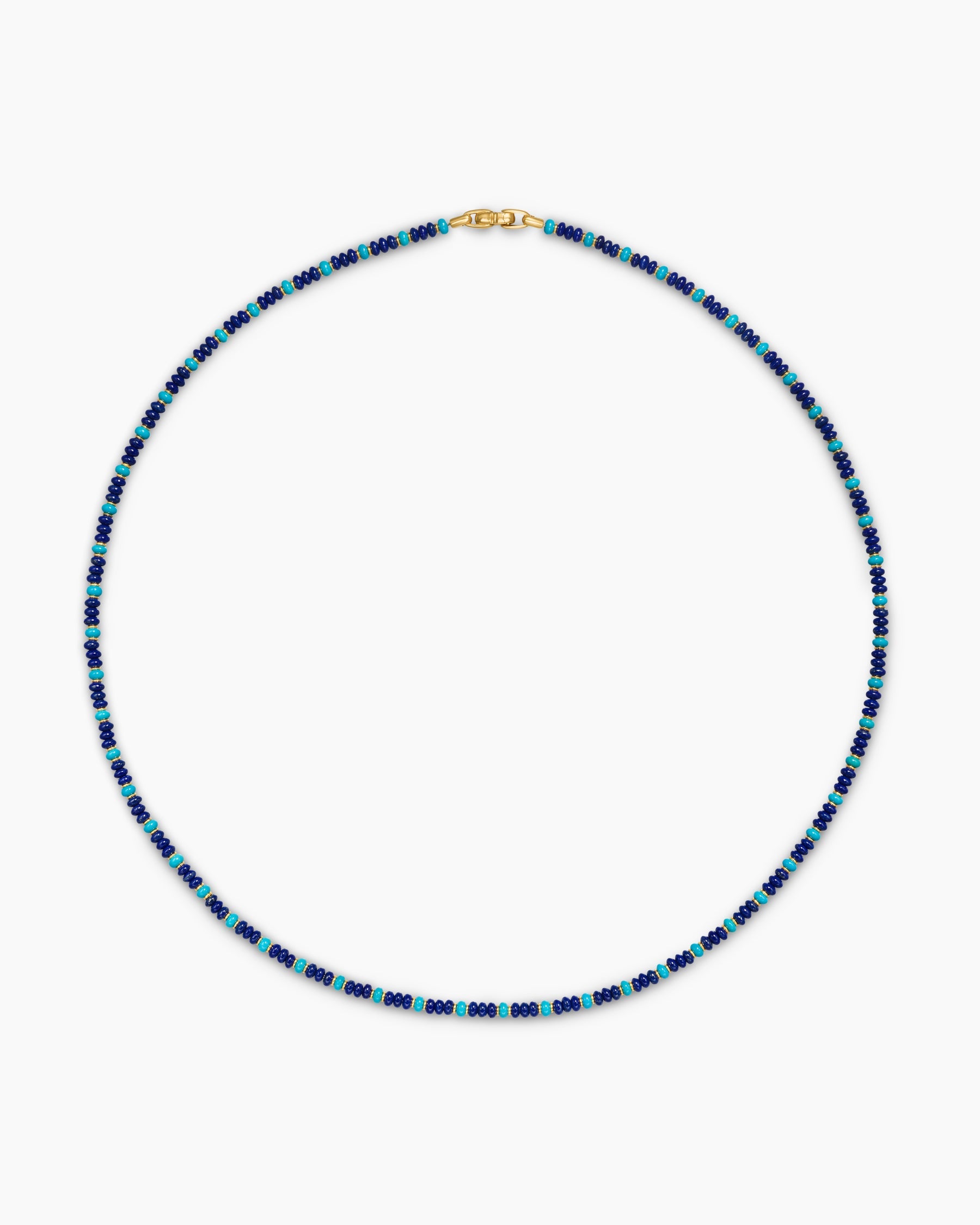 Spiritual Beads Necklace in 18K Yellow Gold with Lapis and Turquoise, 4mm