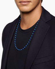 Spiritual Beads Necklace in 18K Yellow Gold with Lapis and Turquoise, 4mm