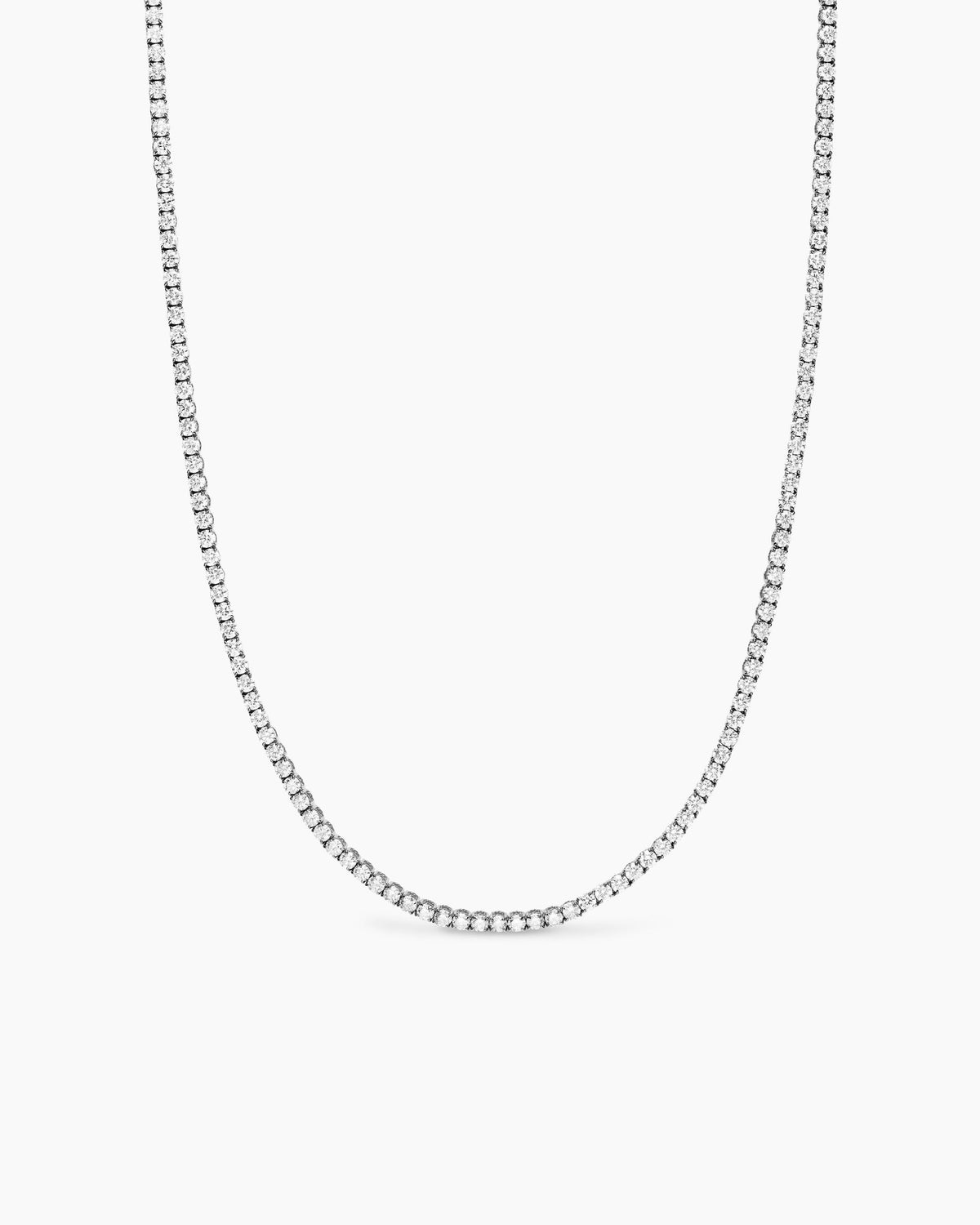 Tennis Necklace in 18K White Gold with Diamonds, 3mm