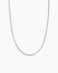 Tennis Necklace in 18K White Gold with Diamonds, 3mm