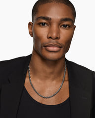 Armory® Necklace in Sterling Silver with Black Diamonds, 7.5mm