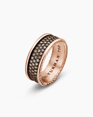 Streamline® Pavé Three Row Band Ring in 18K Rose Gold with Cognac Diamonds, 8.5mm