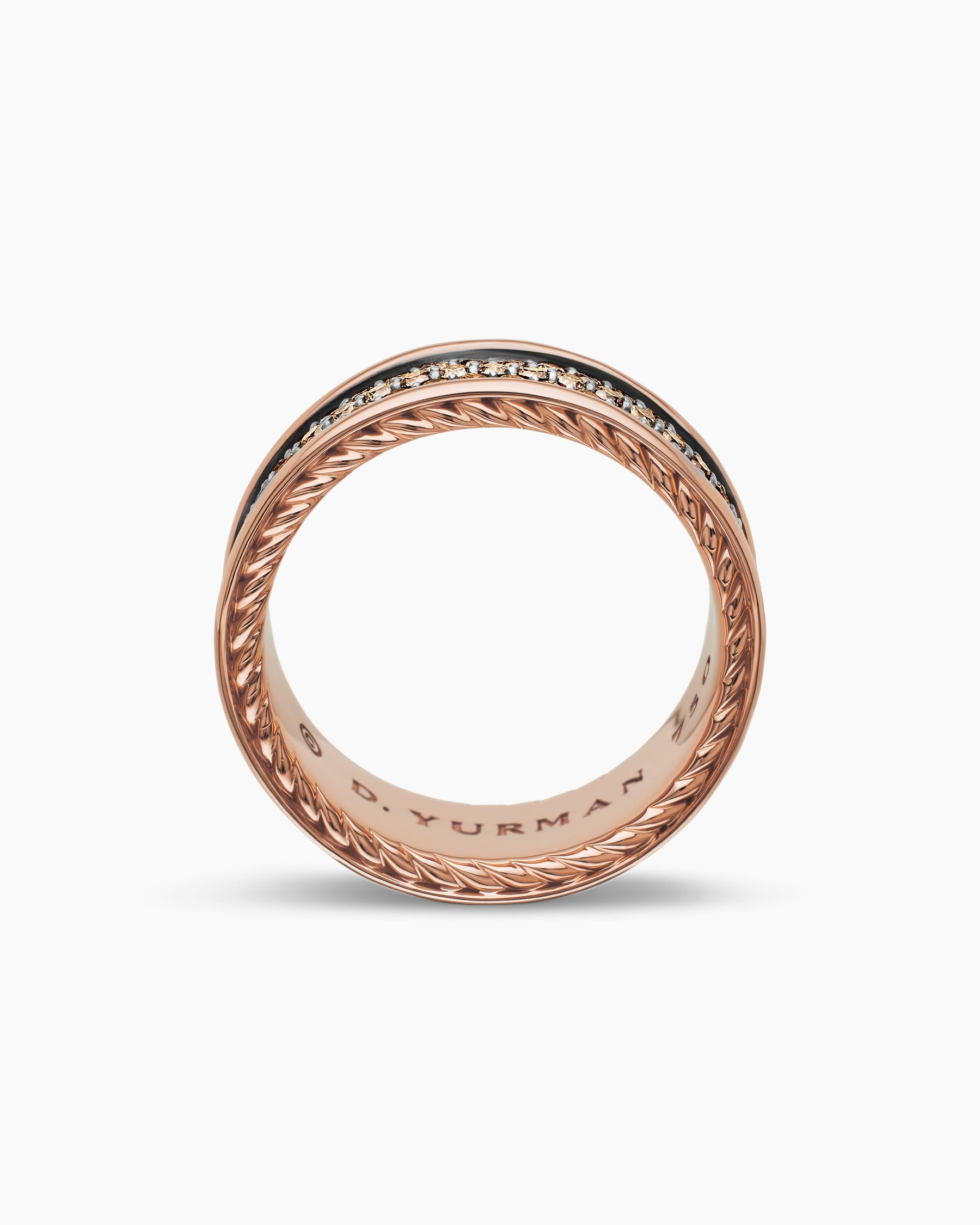 Streamline® Pavé Three Row Band Ring in 18K Rose Gold with Cognac Diamonds, 8.5mm