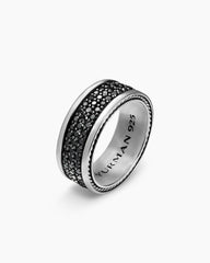 Streamline® Three Row Band Ring in Sterling Silver with Black Diamonds, 8.5mm