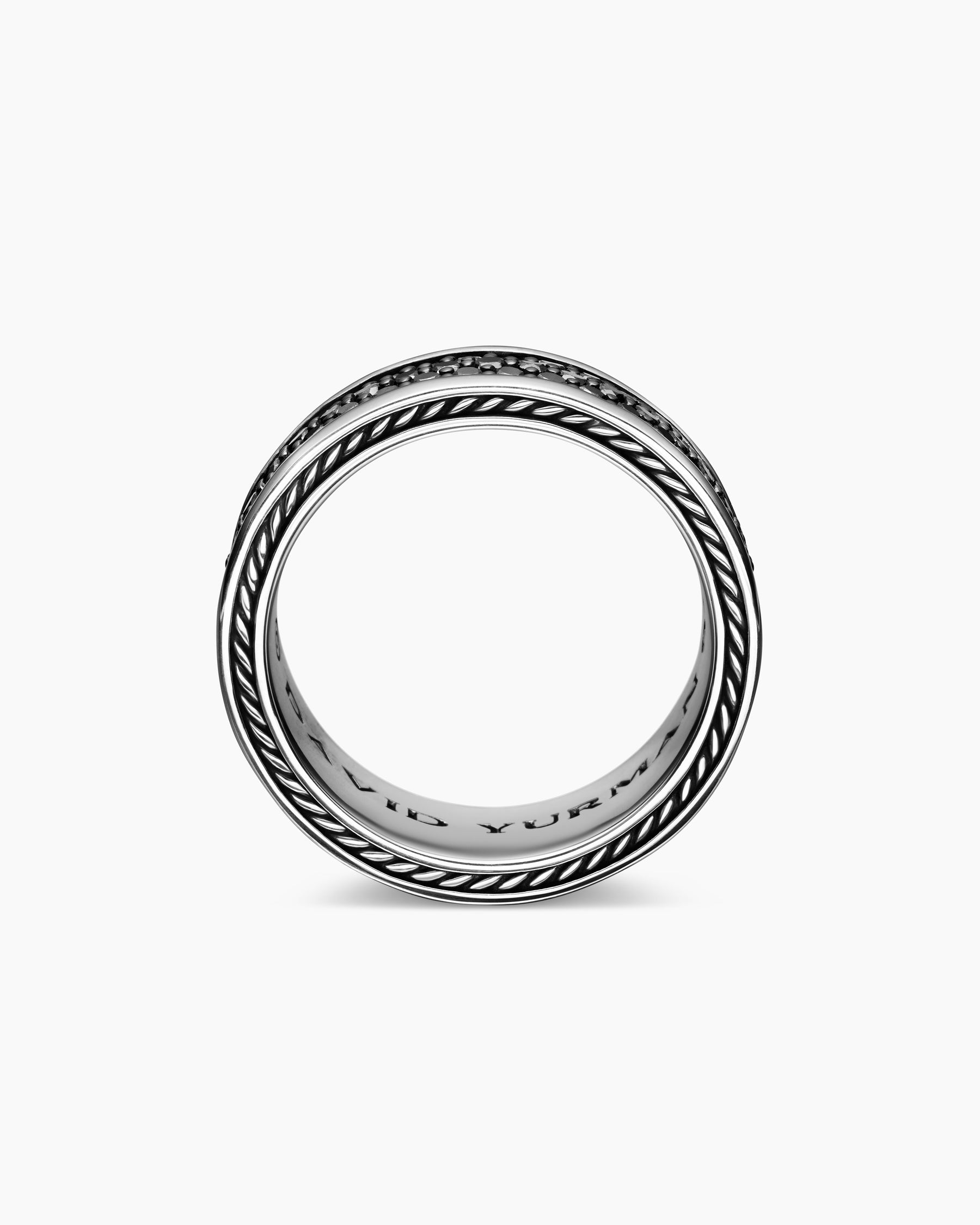 Streamline® Three Row Band Ring in Sterling Silver with Black Diamonds, 8.5mm